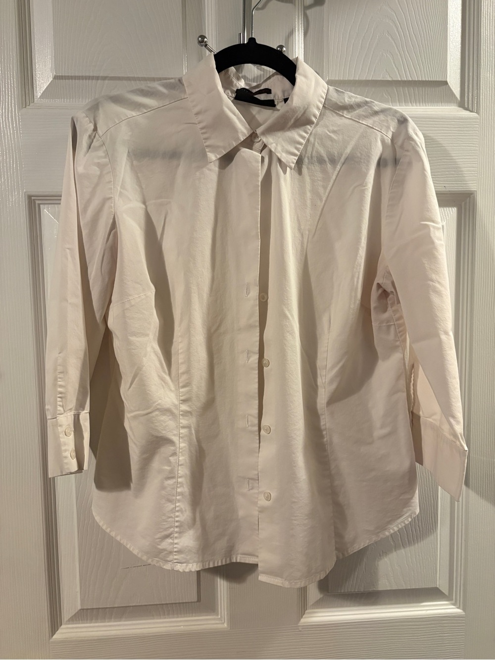 New York & Company Cream Button-Up Dress Shirt